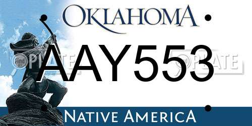 AAY553 Oklahoma License Plate