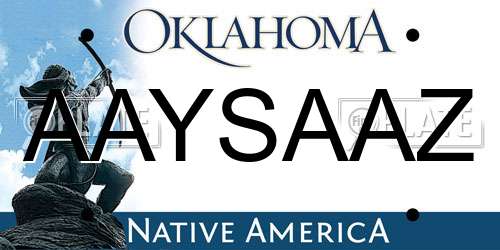 AAYSAAZ Oklahoma License Plate