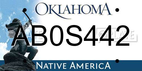 AB0S442 Oklahoma License Plate