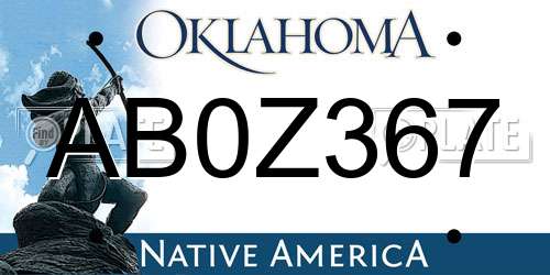 AB0Z367 Oklahoma License Plate