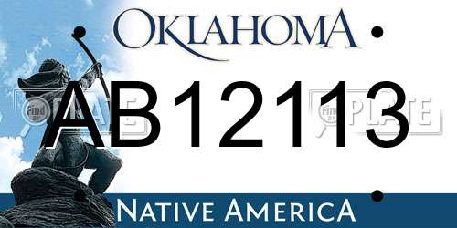 AB12113 Oklahoma License Plate