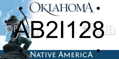 AB2I128 Oklahoma License Plate