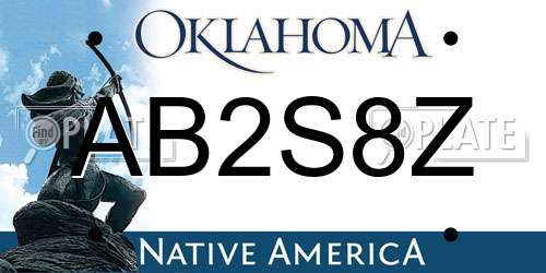 AB2S8Z Oklahoma License Plate