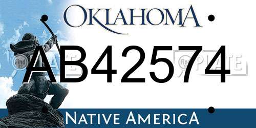 AB42574 Oklahoma License Plate