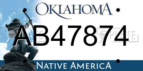 AB47874 Oklahoma License Plate