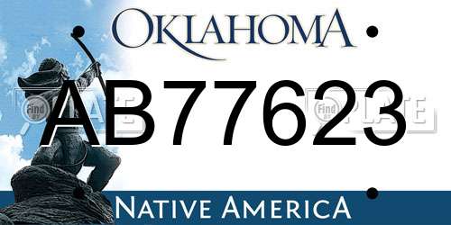 AB77623 Oklahoma License Plate