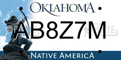 AB8Z7M Oklahoma License Plate