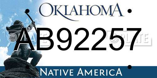 AB92257 Oklahoma License Plate