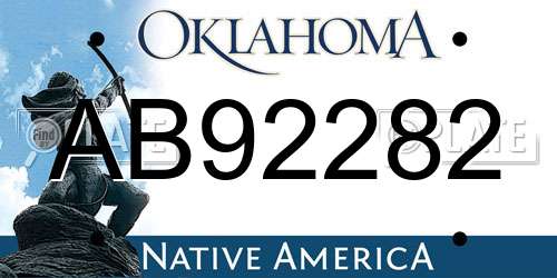 AB92282 Oklahoma License Plate