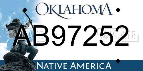 AB97252 Oklahoma License Plate