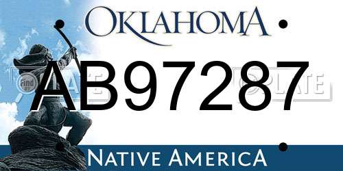 AB97287 Oklahoma License Plate