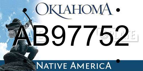 AB97752 Oklahoma License Plate