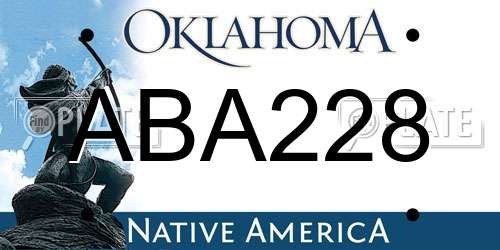 ABA228 Oklahoma License Plate