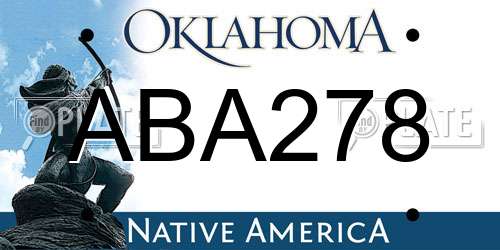 ABA278 Oklahoma License Plate