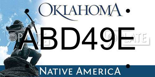 ABD49E Oklahoma License Plate