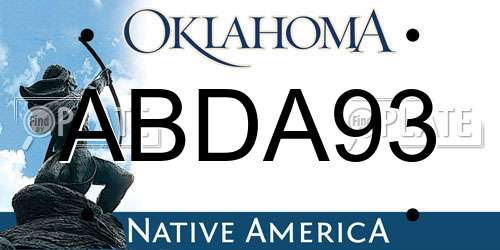 ABDA93 Oklahoma License Plate