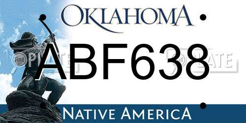 ABF638 Oklahoma License Plate