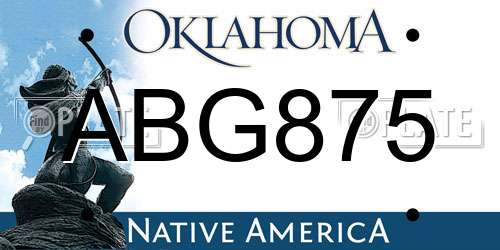 ABG875 Oklahoma License Plate