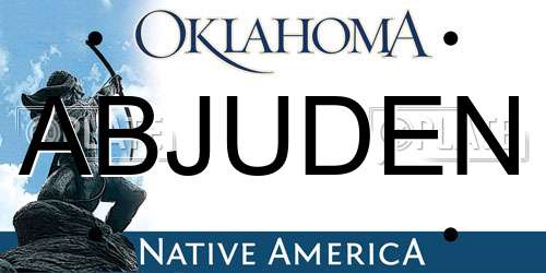 ABJUDEN Oklahoma License Plate