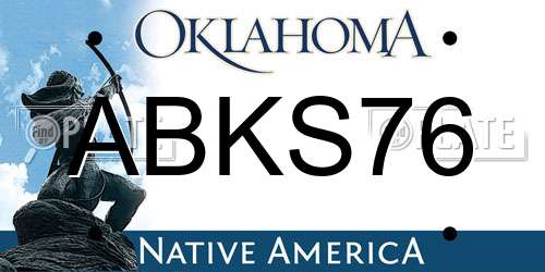 ABKS76 Oklahoma License Plate