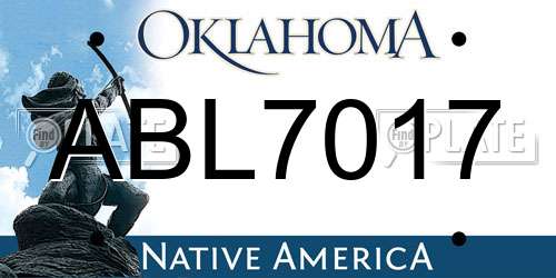 ABL7017 Oklahoma License Plate