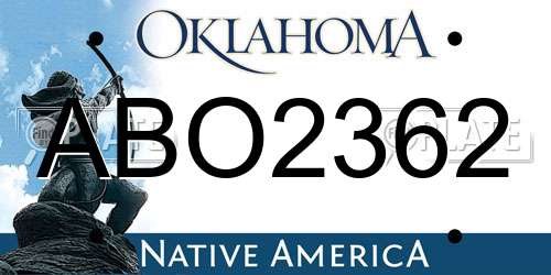 ABO2362 Oklahoma License Plate
