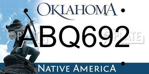 ABQ692 Oklahoma License Plate