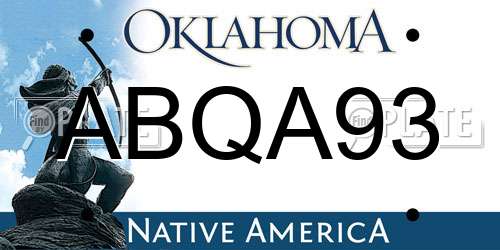 ABQA93 Oklahoma License Plate