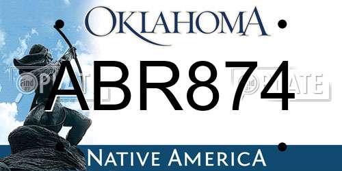 ABR874 Oklahoma License Plate