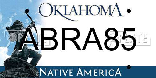 ABRA85 Oklahoma License Plate