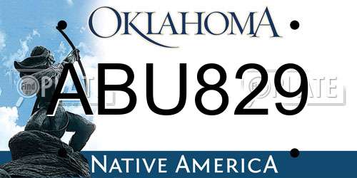 ABU829 Oklahoma License Plate