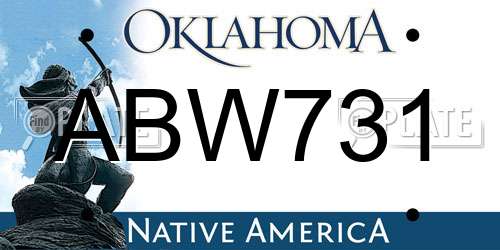 ABW731 Oklahoma License Plate