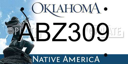 ABZ309 Oklahoma License Plate