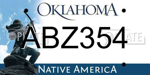 ABZ354 Oklahoma License Plate