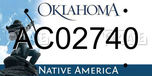 AC02740 Oklahoma License Plate