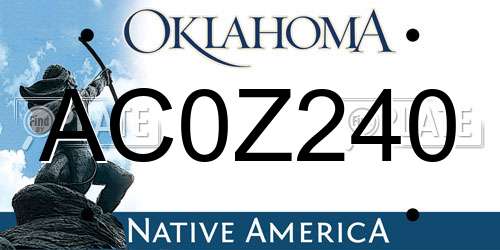 AC0Z240 Oklahoma License Plate
