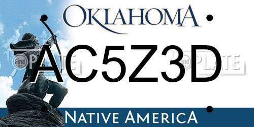 AC5Z3D Oklahoma License Plate