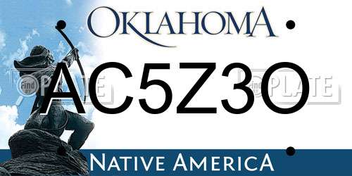 AC5Z3O Oklahoma License Plate