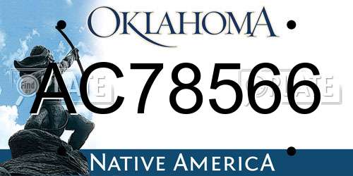 AC78566 Oklahoma License Plate