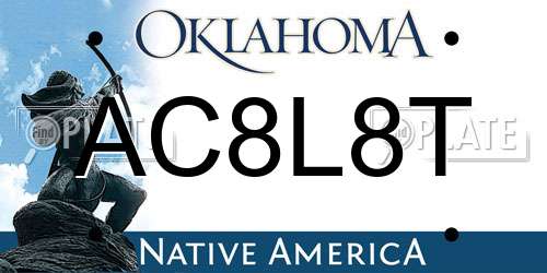 AC8L8T Oklahoma License Plate