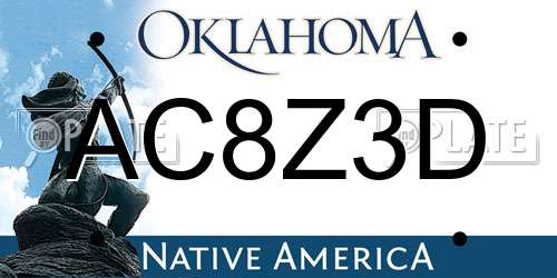 AC8Z3D Oklahoma License Plate