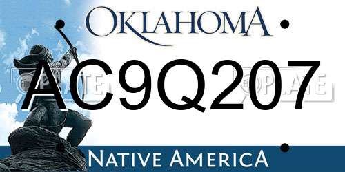 AC9Q207 Oklahoma License Plate