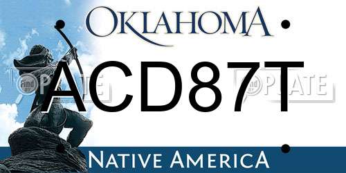 ACD87T Oklahoma License Plate