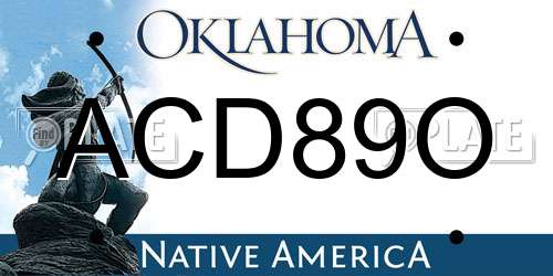 ACD89O Oklahoma License Plate