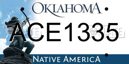 ACE1335 Oklahoma License Plate