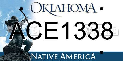 ACE1338 Oklahoma License Plate