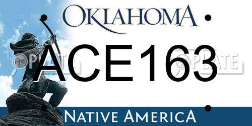 ACE163 Oklahoma License Plate