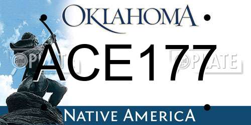 ACE177 Oklahoma License Plate