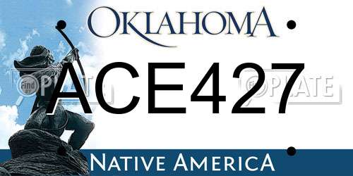 ACE427 Oklahoma License Plate