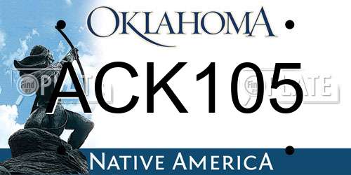 ACK105 Oklahoma License Plate